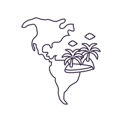island beach in map of continent