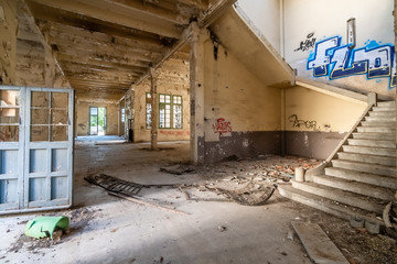 Old abandoned factory with graffiti