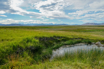 Wild Willy's Hot Spring in Long Valley, Mammoth Lakes, Mono County, California. USA. Natural hot springs from old volcanic activity.