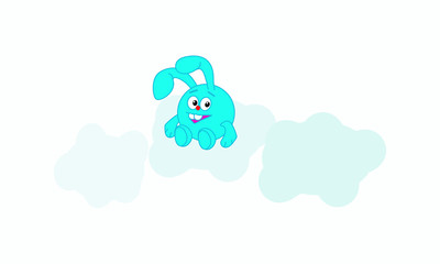 The abstract fairy blue character is sitting on the cloud. Vector illustration