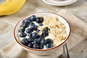 Yogurt with blueberries and almonds