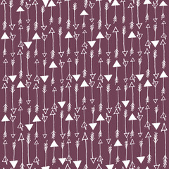 Vector seamless pattern with arrows in white and violet colors