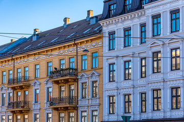 Facade of an old house in Oslo, Norway - obrazy, fototapety, plakaty