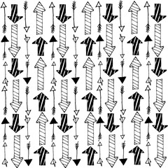 Vector seamless pattern with arrows in black and white colors