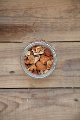 mix of nuts in a jar walnut migdale fox
