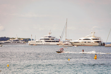 Sea bay marina with yachts and boats in Cannes