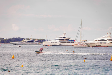 Sea bay marina with yachts and boats in Cannes