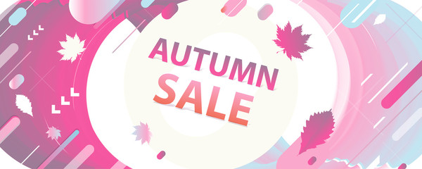 Sale autumn backgrounds colorful 3d holiday vector Illustration graphic design poster