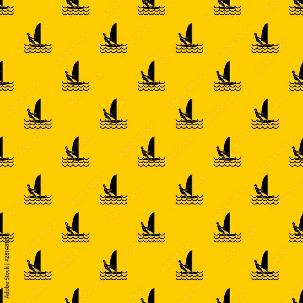 Poster man on windsurf pattern seamless vector repeat geometric yellow for any design