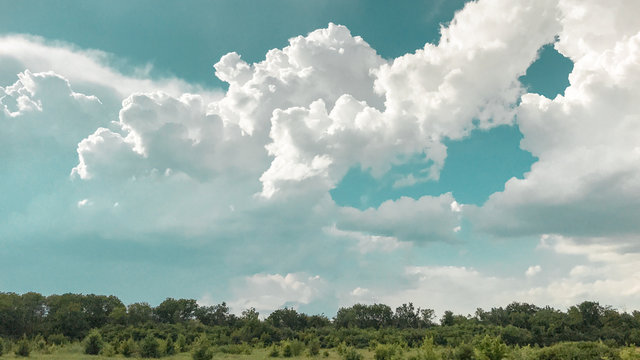 white clouds and blue sky