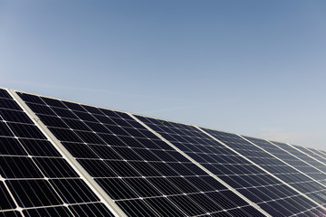 Solar panel in sunny day, alternative electricity source.