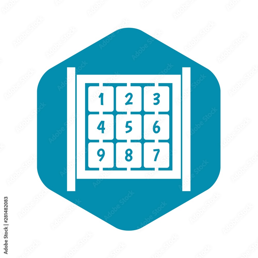 Poster cubes with numbers on playground icon. simple illustration of cubes with numbers on playground vecto