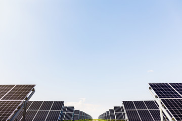 Solar panel in sunny day, alternative electricity source.