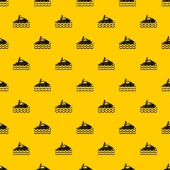 Man on jet ski rides pattern seamless vector repeat geometric yellow for any design