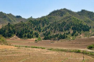 Fototapeta na wymiar North Korea countryside landscape