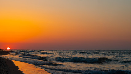 Sunrise over the sea morning beach