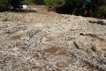 The ruins of a Roman theatre in the ancient City of Pollentia at Alcudia on the Spanish island of Majorca.