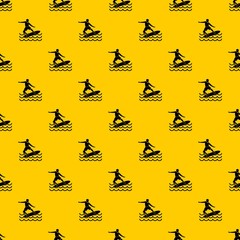 Surfer man pattern seamless vector repeat geometric yellow for any design