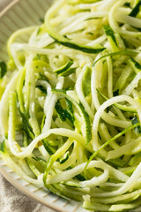 Raw Green Organic Zucchini Noodles Zoodles