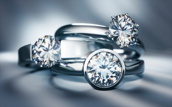 Stillife mit 3 Diamantringen - Solit&auml;r