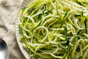 Raw Green Organic Zucchini Noodles Zoodles