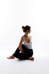 Obraz premium Yoga poses on white background, copy space