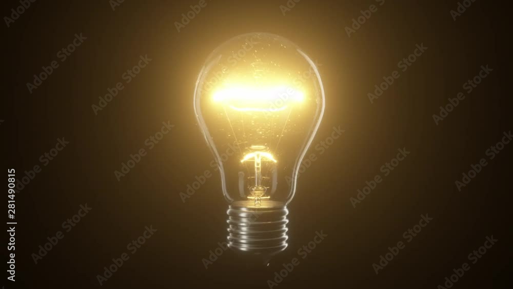 Aufkleber flickering tungsten light bulb lamp over black isolated background. seamless loop 3d render