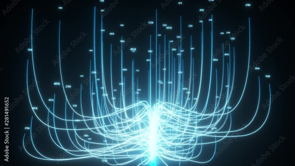 Poster growing tree transmitting internet cloud computing data. the concept of network technologies, neural