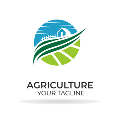 agriculture logo design with minimalist concept on white background vector template