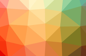 Illustration of abstract Green, Orange, Pink, Red, Yellow horizontal low poly background. Beautiful polygon design pattern.