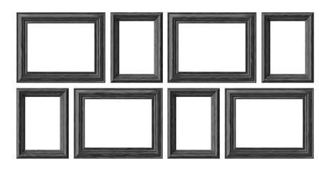 Black wooden frames for picture or photo isolated on white backg