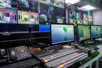 television equipment in a television broadcasting studio