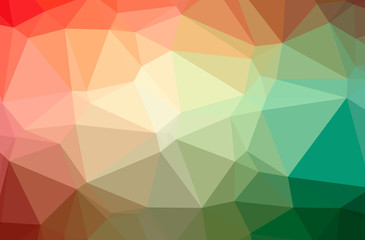 Illustration of abstract Green, Orange, Pink, Red horizontal low poly background. Beautiful polygon design pattern.