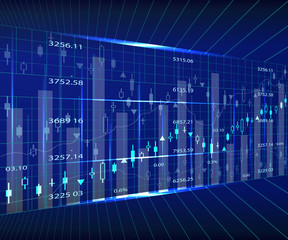 Candle Stick Graph Chart Background Card. Vector