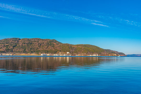 Natural landscape of a coastline near Trondheim, Norway
