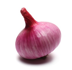Fresh red onion bulb isolated on white background