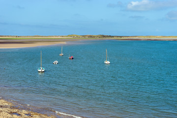 Boats moored off Appledore on the North Devon coast