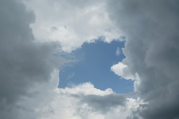 Beautiful cloudscape in blue sky, natural clouds background 