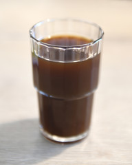 Glass with kvass, traditional fermented Slavic beverage commonly made from rye bread