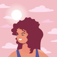 beautiful woman with swimsuit summer time