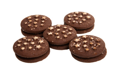 chocolate cookies with asterisks isolated