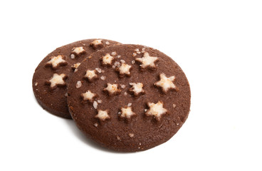 chocolate cookies with asterisks isolated
