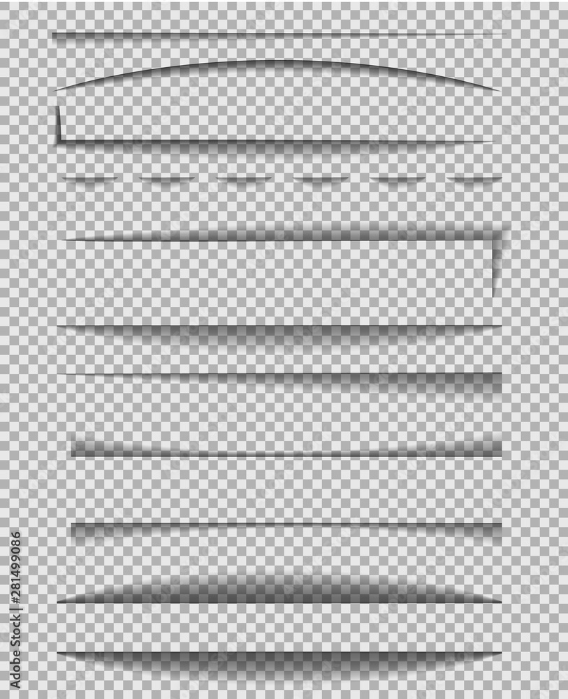 Aufkleber divider shadow line. frame of edge of paper on transparent background.paper line with shadow for ban