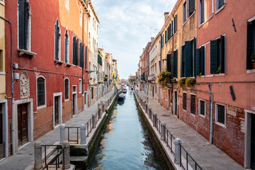 Fototapeta na wymiar Canal Panorama in Venice, Italy