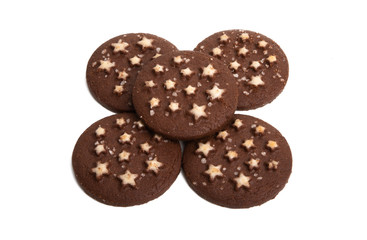chocolate cookies with asterisks isolated