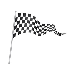 Ckechered formula racing flag. Checkered  auto racing formula 1 developing flag with a stick. Formula oneracing finishing checkered flag, vector sign.