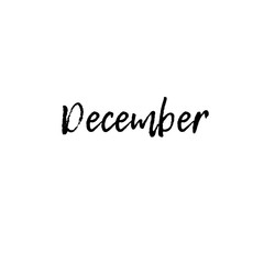 Word 'December' on a white background. Can be used for greeting cards, banner, poster etc.