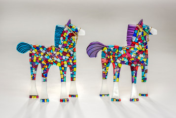 Fused glass horses art