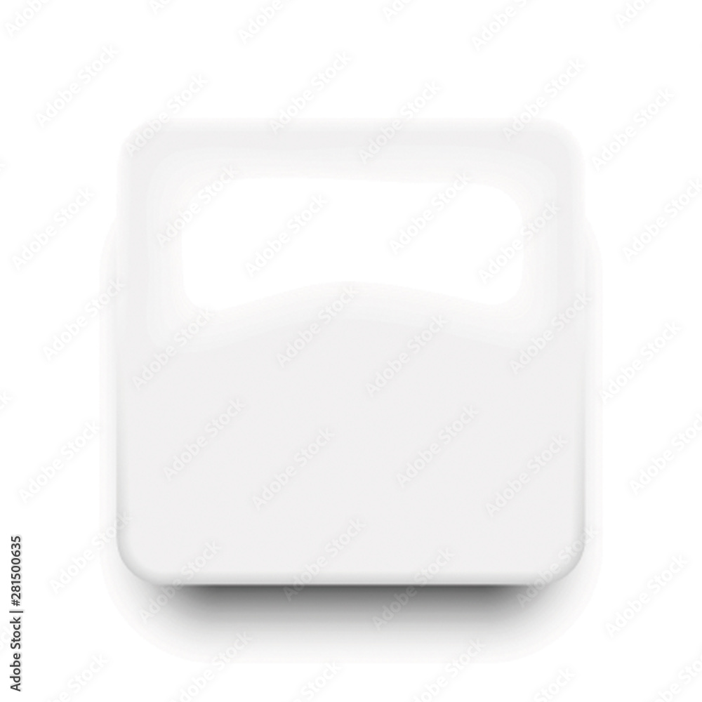 Poster white empty square button with rounded corners and smooth shadows on white background