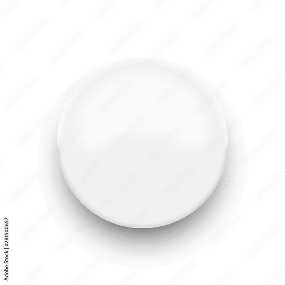Aufkleber white empty round button with smooth shadows on white background
